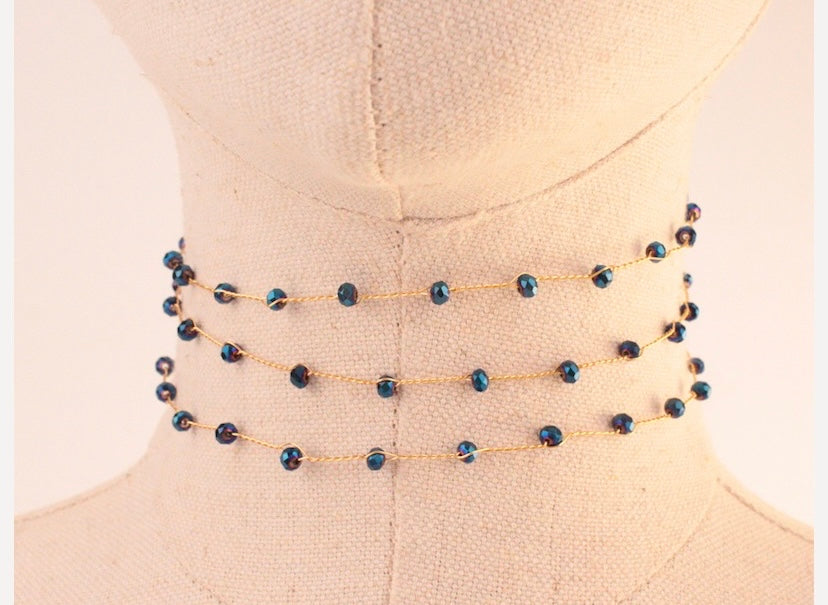 Choker Triple Azul