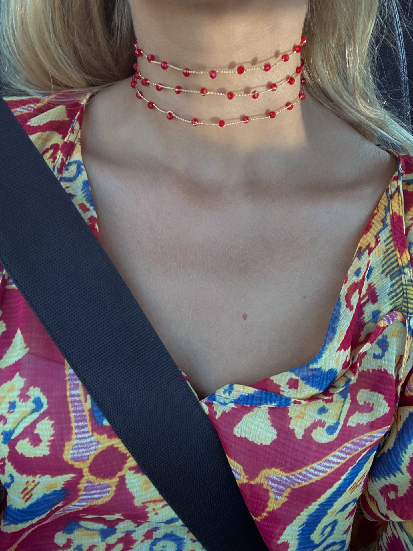 Choker Triple Rojo