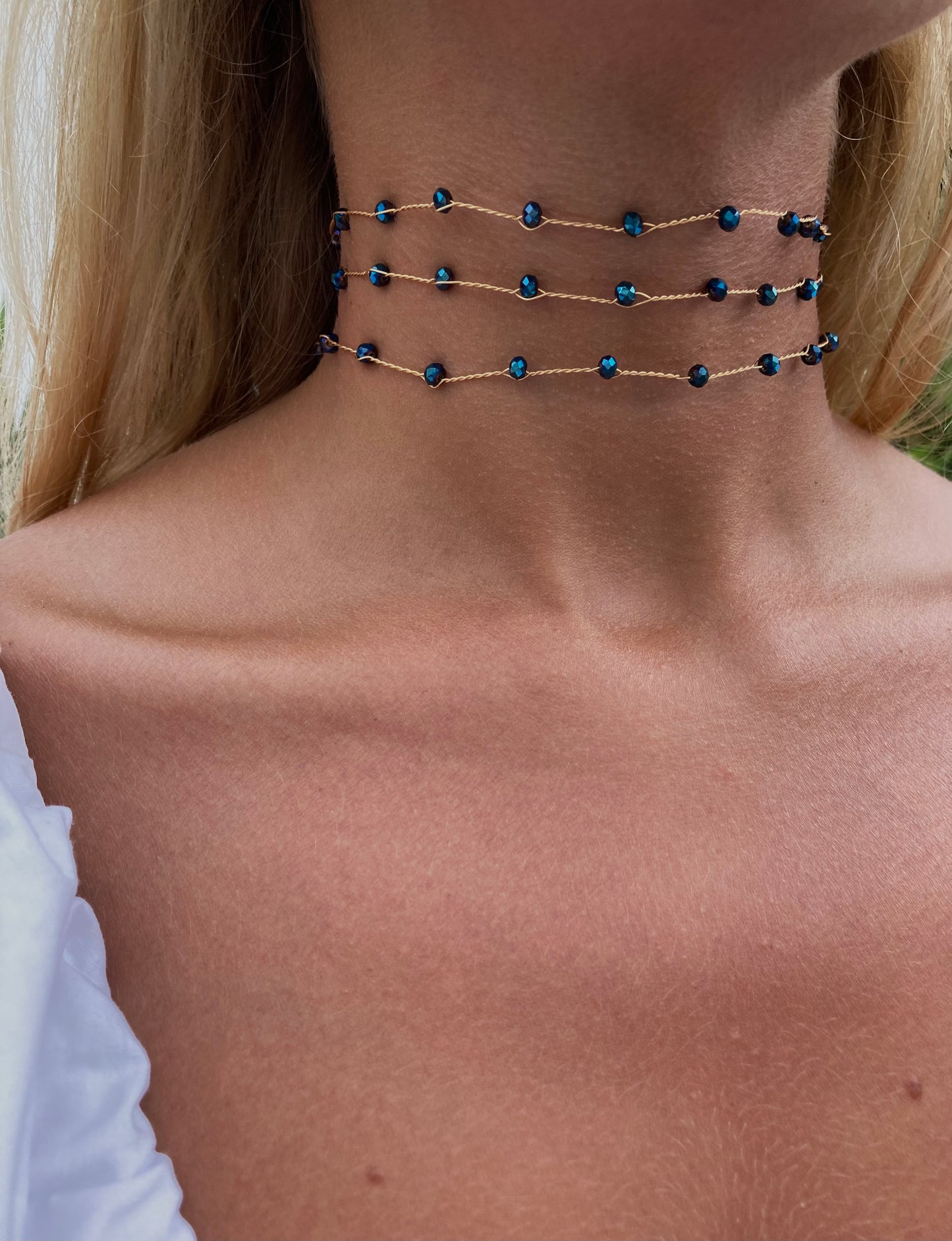 Choker Triple Azul