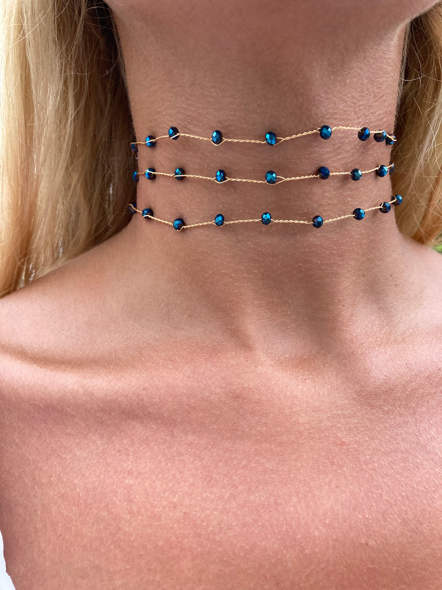 Choker Triple Azul